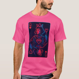 Camiseta Neon Queen of Hearts — Synthwave retro-futurista