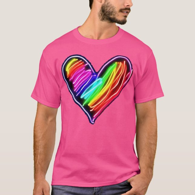 Camiseta Neon Rainbow Heart Edm Shirt (Anverso)