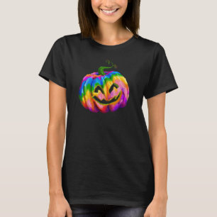 Camiseta Neon Rainbow Pumpkin Halloween T-Shirt