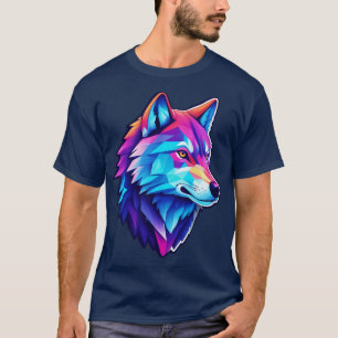 Camiseta neon retro low poly Wolf