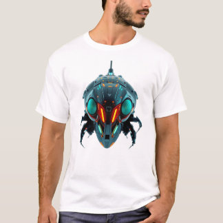 Camiseta Neon Robotic Cicada Face Art