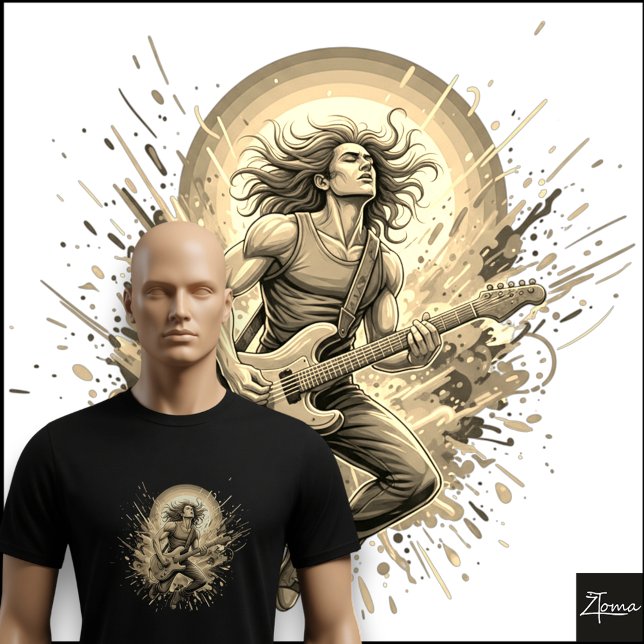 Camiseta Neon Rock Guitarist Jumping Paint Splatter (Subido por el creador)