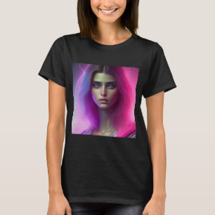 Camiseta Neon rosada Vibrante Mujer Púrpura Pelo Aspecto Co
