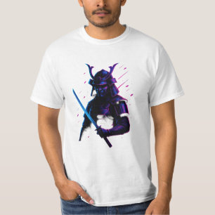 Camiseta Neon Samurai: Hoja del Futuro