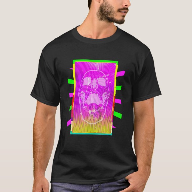 Camiseta Neon Scream Vaporwave Retro Skull Indie Estética (Anverso)