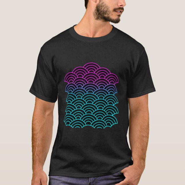 Camiseta Neon Seigaiha – Eternal Waves of Harmony (Anverso)
