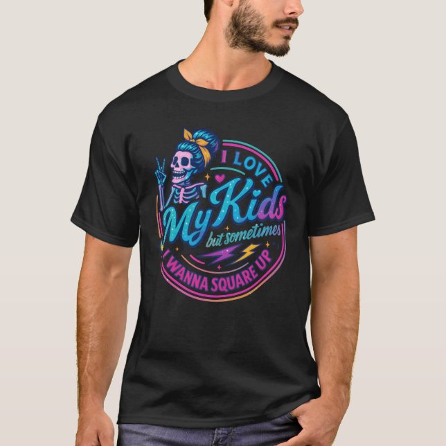 Camiseta Neon Skeleton Mom I Love My boy (Anverso)
