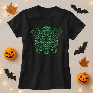 Camiseta Neon Skeleton Ribcage Halloween