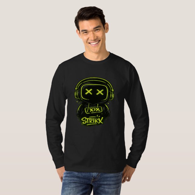 Camiseta Neon Skull Gamer Graphic Long Sleeve T-Shirt  (Anverso completo)