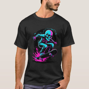 Camiseta Neon Skull Skateboard Art - Diseño Edgy Skater