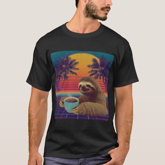 Camiseta Neon Sloth Coffee Break (Anverso)