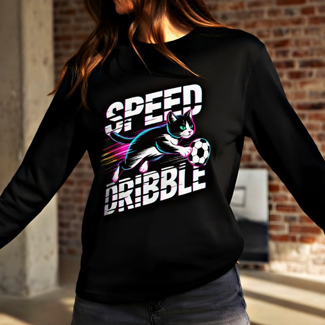 Camiseta Neon Speed Dribble Soccer-Loving Cat Fans & Gamers (Subido por el creador)