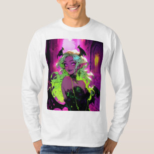 Camiseta Neon Succubus Demon Anime Chica
