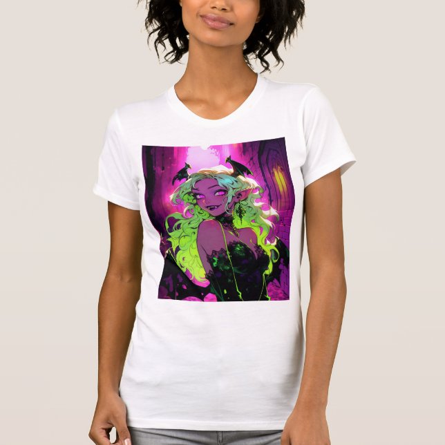 Camiseta Neon Succubus Demon Anime Chica (Anverso)