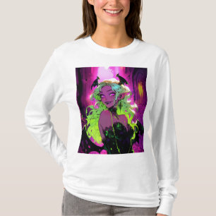 Camiseta Neon Succubus Demon Anime Chica