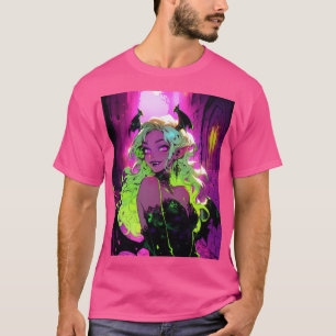 Camiseta Neon Succubus Demon Anime Chica