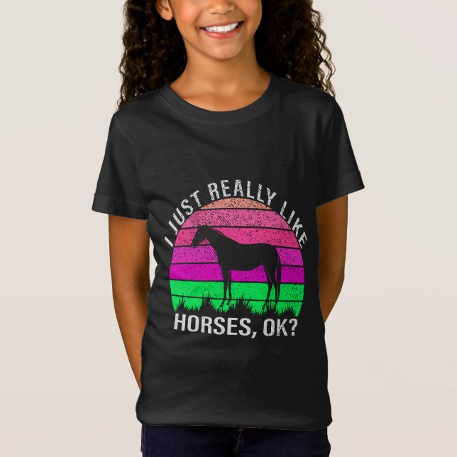 Camiseta Neon Sunset me gustan mucho los caballos (Anverso)