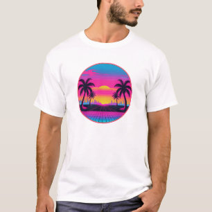 Camiseta Neon Sunset Synthwave - Diseño estético retro 80