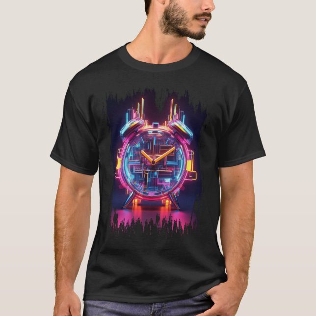 Camiseta Neon Techno Clock (Anverso)