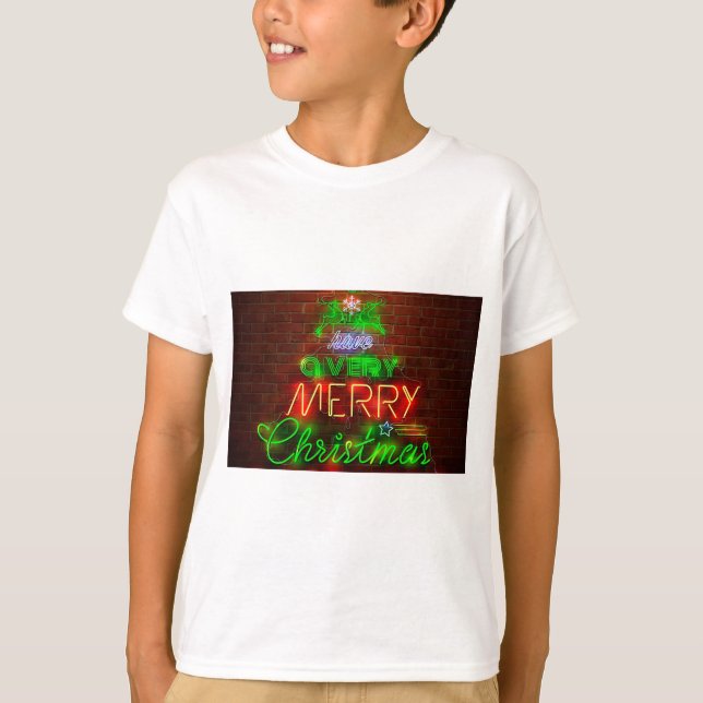 Camiseta Neon Tiene Una Feliz Navidad (Anverso)