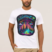 Neon UFO y Alien Scene Psychedelic Art