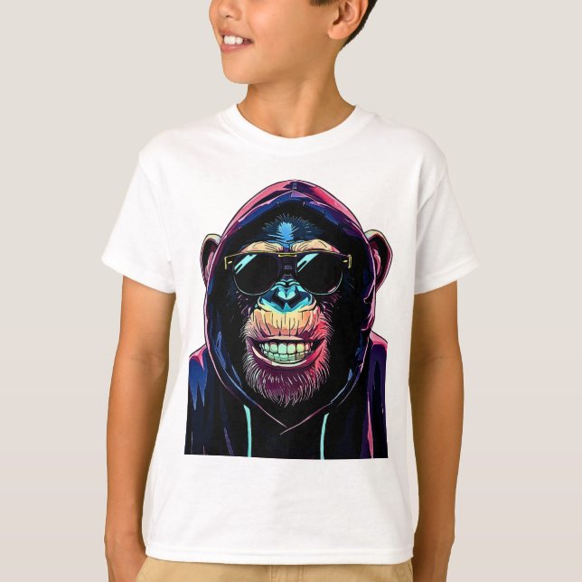Camiseta Neon Vibe – Chimpancé con estilo con sudadera con  (Anverso)