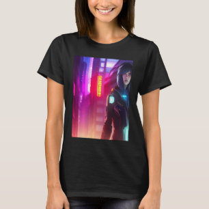 Camiseta Neon Vibrant Woman Chica Pink Red Purple Look City