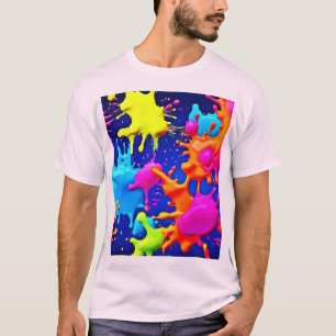Camiseta Neón vibrante estalla en tela oscura
