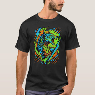 Camiseta Neon Wolf – Cyberpunk Graphic Tee Animal