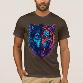 Camiseta Neon Wolf Tiger Split Art