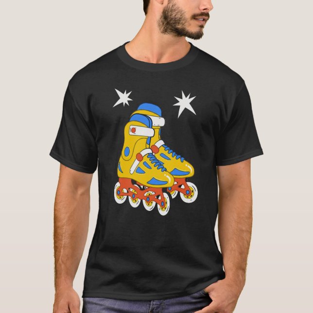 Camiseta Neon Yellow Roller Skates Pop Art (Anverso)