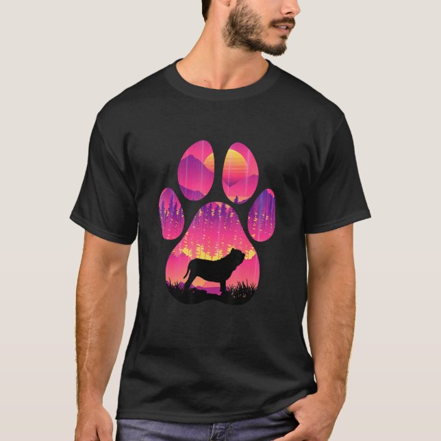 Camiseta Neopolitan Mastiff Paw Mom Dad Dog Hombres (Anverso)