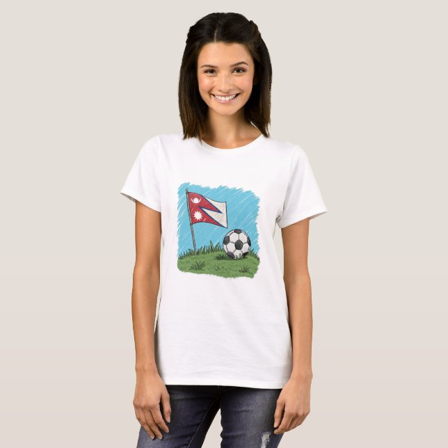 Camiseta Nepal flag and soccer ball (Anverso completo)