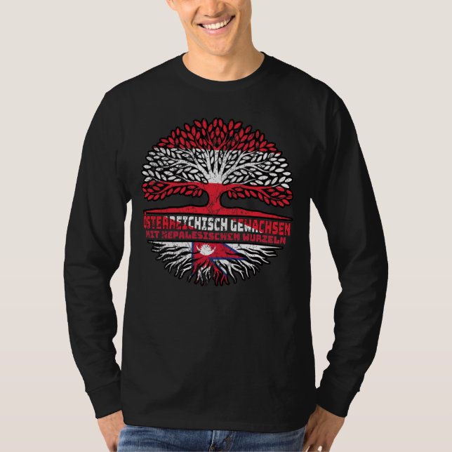 Camiseta Nepal Nepalesisch Österreichisch Österreich Baum (Anverso)
