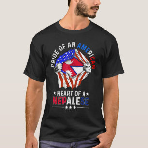 Camiseta Nepalí Americano Orgullo Americano País Extranjero