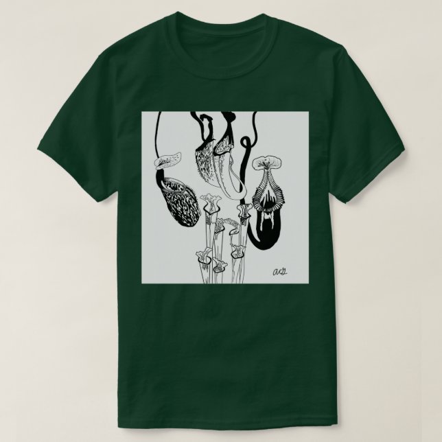 Camiseta Nepenthes y Ilustracion de Sarracenia (Diseño del anverso)