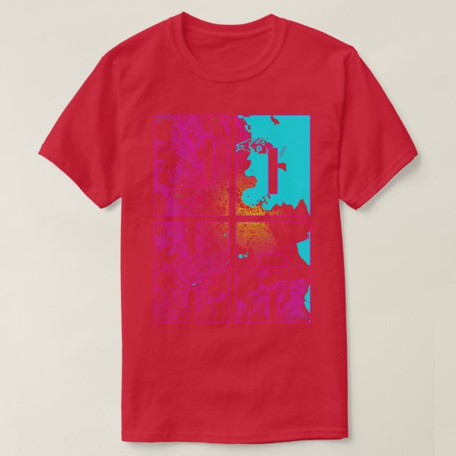 Camiseta Nepografía del mapa de la ciudad de Doha en Qatar (Diseño del anverso)
