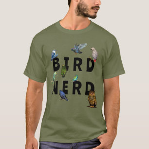 Camiseta NERD de AVE, loros, búho, palomas, kookaburra