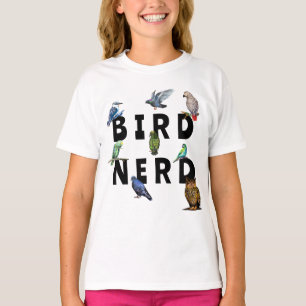 Camiseta NERD de AVE, loros, búho, palomas, kookaburra