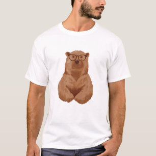 Camiseta Nerd de oso marrón inteligente