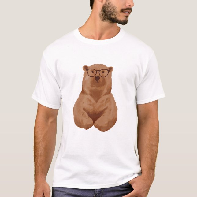 Camiseta Nerd de oso marrón inteligente (Anverso)