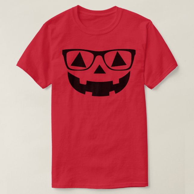 Camiseta Nerd Geek Jack O Lantern Halloween Cara de calabaz (Diseño del anverso)