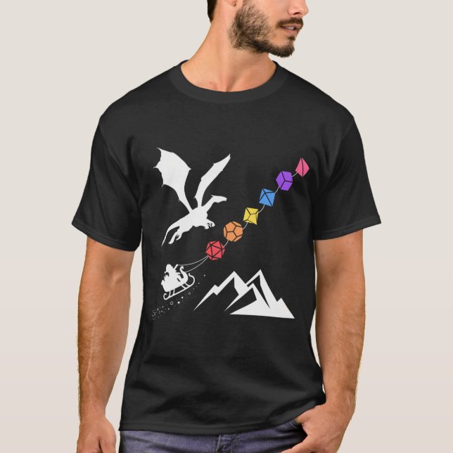 Camiseta Nerds Navidades juego de dados poliedro arcoiris (Anverso)