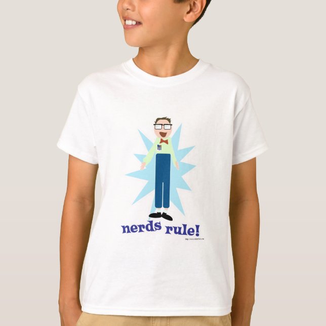 Camiseta Nerds Rule Goofy Geeky Dork Cartoon Character (Anverso)