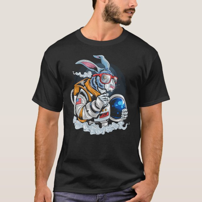 Camiseta Nerdy Bunny Astronaut in Space, Explorer Spaceman  (Anverso)