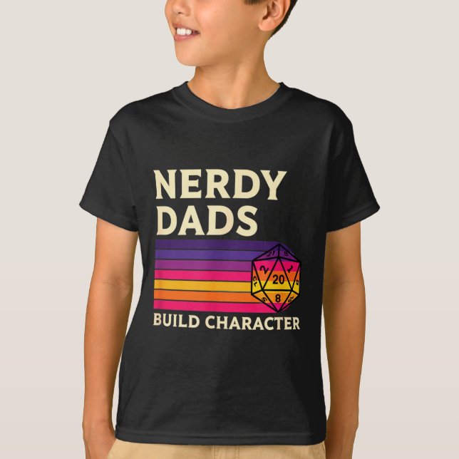 Camiseta Nerdy Dads Build Character, Retro Tabletop Rpg Fat (Anverso)