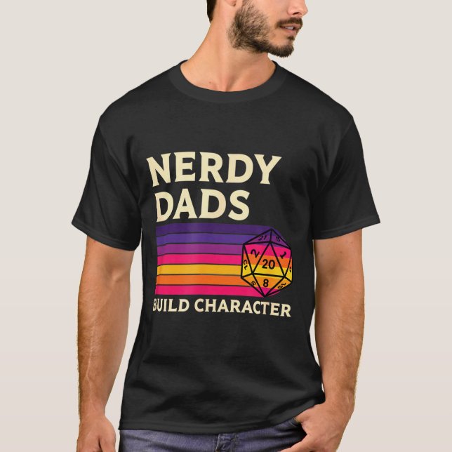 Camiseta Nerdy Dads Build Character, Retro Tabletop Rpg Fat (Anverso)