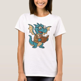 Camiseta Nerdy Dragon Reading a Book