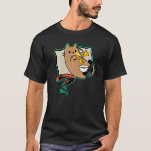 Camiseta Nerdy Gamer Cat Comer Nacho Juego Pausado