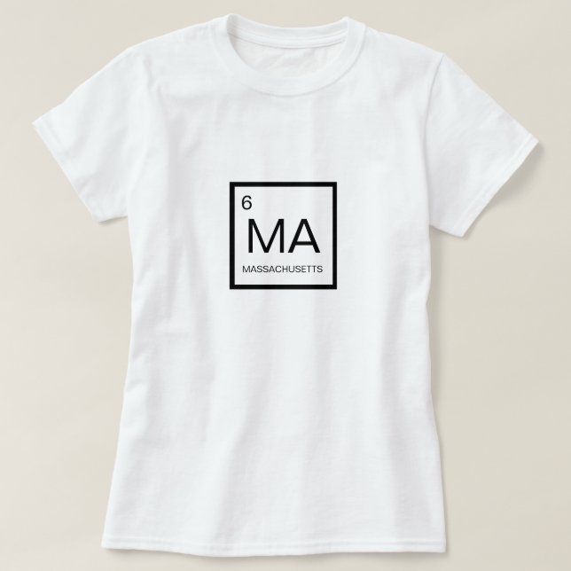 Camiseta Nerdy Periodic Table Element of Massachusetts (Diseño del anverso)